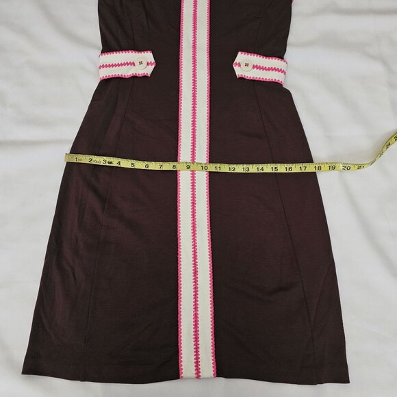 Lilly Pulitzer Women's Brown/Pink Stitching Accent Fannie Sheath Dress Sz Small - Picture 14 of 15